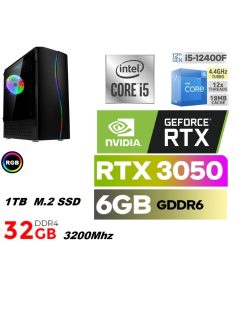   Gamer PC: Intel Core i5 6 magos CPU 12. Generáció! + Nvidia RTX 3050 6GB VGA+ 32GB DDR4 RAM+1TB SSD