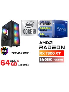   Gamer PC: Intel Core i9  16 magos CPU 12. Generáció!+ AMD Radeon RX7800XT 16GB VGA+64GB DDR5 RAM+1TB SSD
