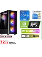 Gamer PC: Intel Core i5 6 magos CPU 12. Generáció + Nvidia RTX 5060Ti 8GB VGA+ 32GB DDR4 RAM+1TB SSD