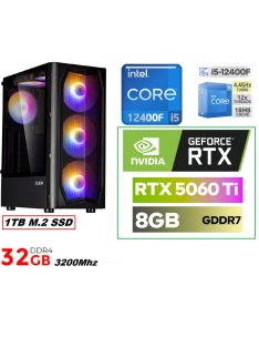   Gamer PC: Intel Core i5 6 magos CPU 12. Generáció + Nvidia RTX 5060Ti 8GB VGA+ 32GB DDR4 RAM+1TB SSD