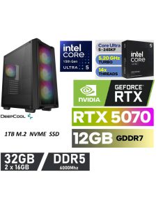   Gamer PC: Intel Core ULTRA 5-245KF 14 magos CPU 15. Generáció!!+ Nvidia RTX 5070 12GB VGA+ 32GB DDR5 RAM