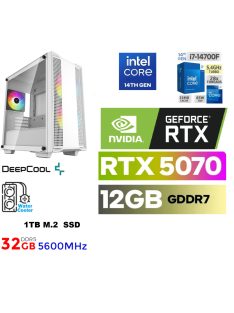   Gamer PC: Intel Core i7 14700F 14. Generáció 20magos CPU+ Nvidia RTX 5070 12GB VGA+ 32GB DDR5 RAM