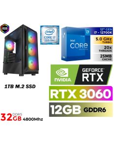   Gamer PC: Intel Core i7 12magos 12700KF CPU+ Nvidia RTX 3060 12GB VGA+ 32GB DDR5 RAM+1TB SSD