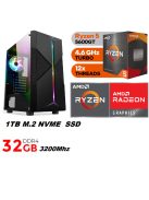 Kezdő Gamer PC: AMD Ryzen5 5600GT  6 magos CPU+ 32GB DDR4 RAM+1TB SSD