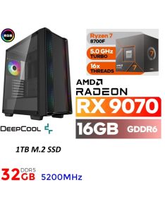   Gamer PC: AMD RYZEN 7 8700F  8 magos CPU+AMD Radeon RX 9070 16GB VGA+32GB DDR5 RAM+1TB SSD