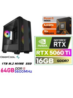   Gamer PC: AMD Ryzen 5  9600X  6 magos CPU+ Nvidia RTX 5060Ti 16GB VGA+ 64GB DDR5 RAM