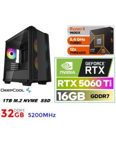   Gamer PC: AMD Ryzen 5  9600X  6 magos CPU+ Nvidia RTX 5060Ti 16GB VGA+ 32GB DDR5 RAM