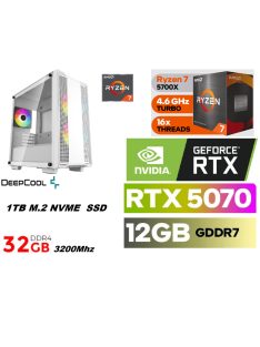   Gamer PC:AMD Ryzen 7 5700X  8 magos CPU+ Nvidia RTX 5070 12GB VGA+ 32GB DDR4 RAM+1TB SSD