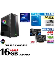   Kezdő Gamer PC: Intel Core i5 6magos CPU+Intel ARC A380 6GB VGA+16GB DDR4 RAM+1TB SSD