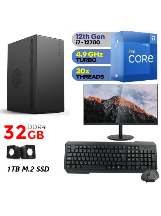 Komplett PC csomag monitorral Intel core i7 CPU+32GB DDR4+1TB SSD