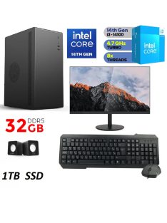   Komplett PC csomag monitorral Intel core i3 CPU 14. generáció+32GB DDr5+1TB SSD