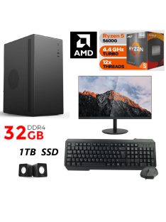   Komplett PC csomag monitorral AMD Ryzen 5600G CPU+32GB DDR4+1TB SSD