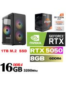 Gamer PC: AMD Ryzen 6 magos CPU+ NVIDIA RTX 5050 8GB VGA+16GB DDR4 RAM+1TB SSD